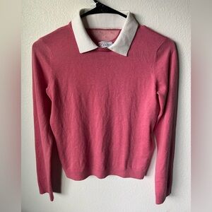 Vintage Red Valentino Cashmere-Silk Blend Sweater with White Collar